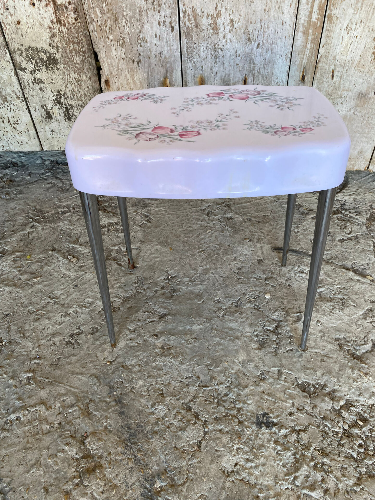 Vintage Bathroom Stool GILAC 1480 Bakelite + Chrome Compass Legs