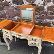Vintage 1980s dressing table with Venetian mirror. Elegant makeup table.
