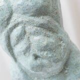 Light blue clay ceramic torso statue – mid-century design sculpture, heavy studio piece