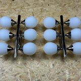 2x 60s 70s 6-bulb Sputnik wall lights by Kaiser Leuchten opal glass