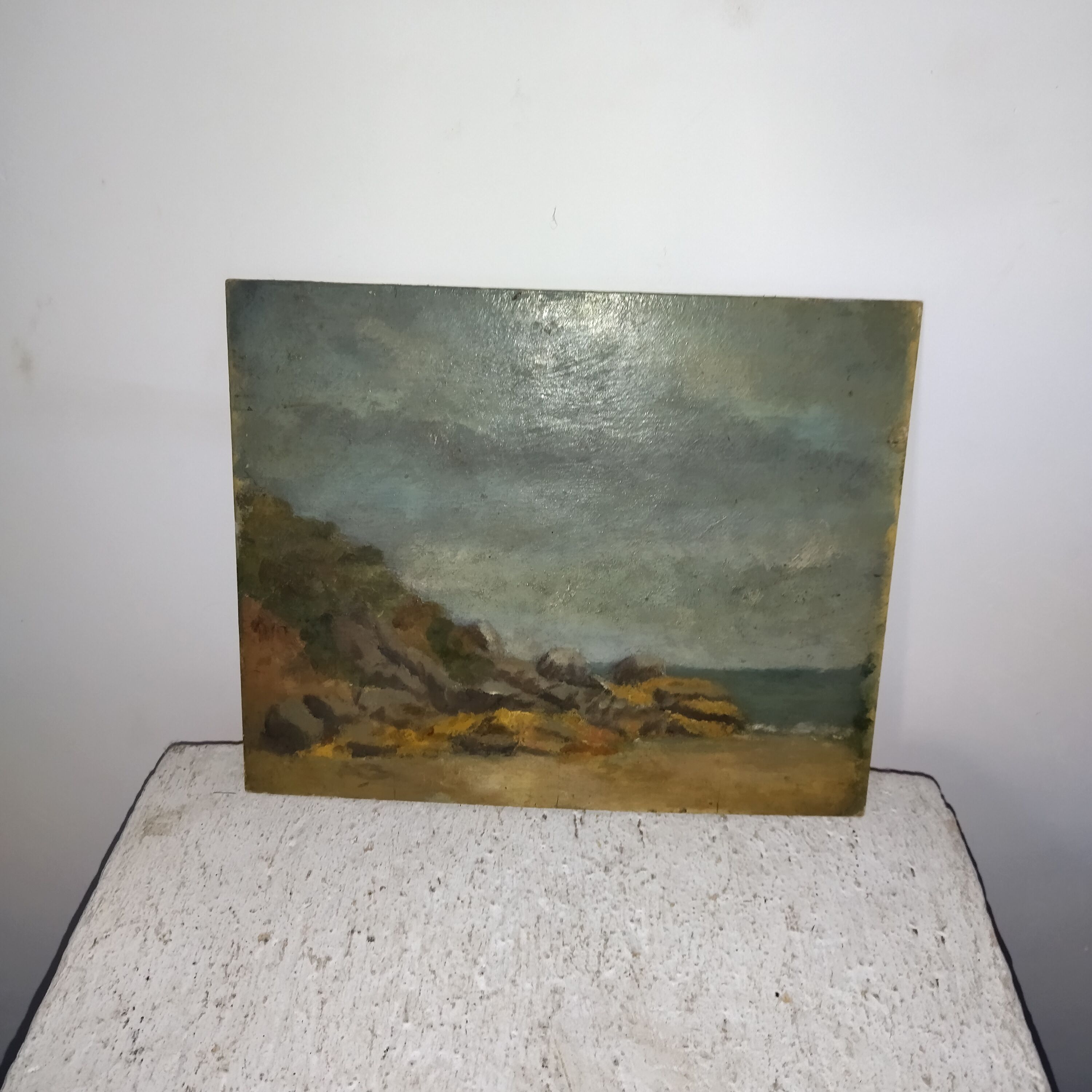 Tableau peinture huile sur carton bord de mer