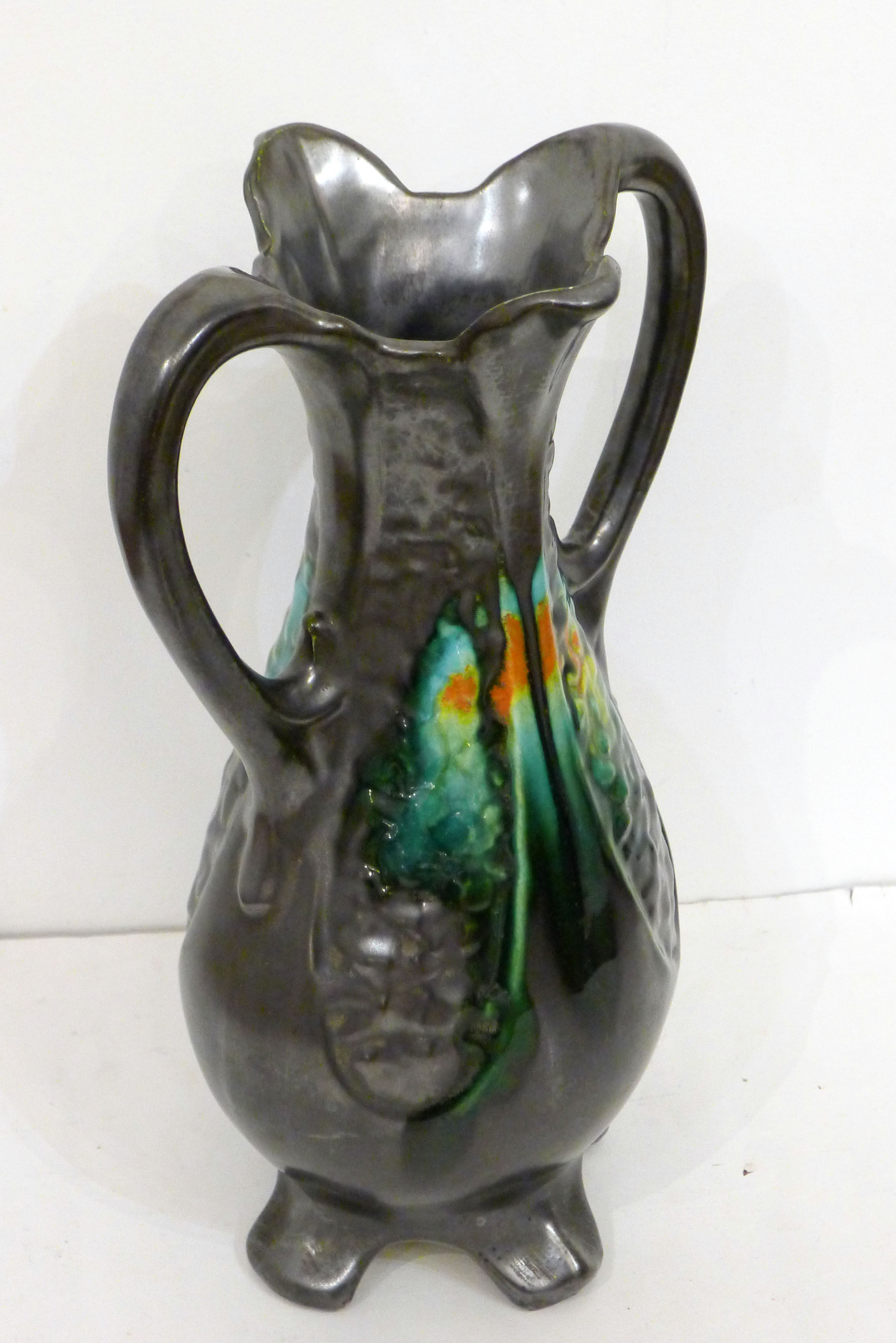 Amphora vase in metallic stoneware