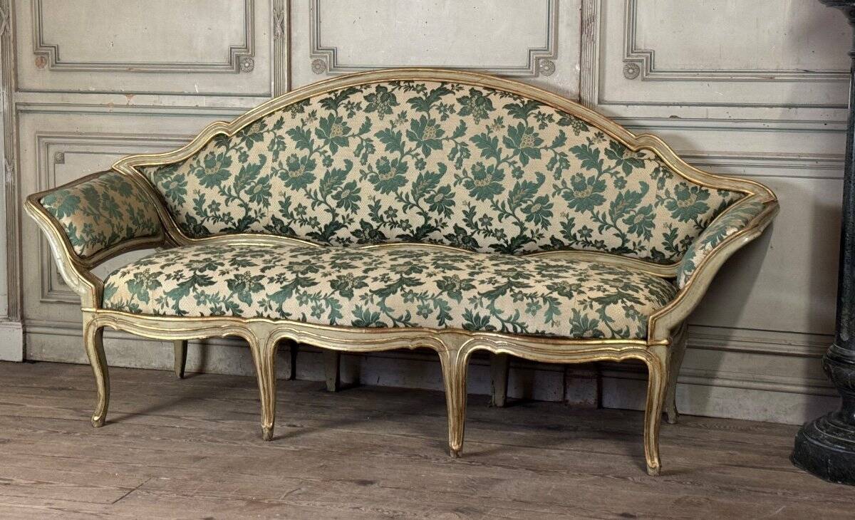 Painted and gilded wooden bench, Venice, 18th century