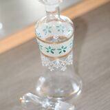 Liquor enamelled glass decanter, with flower decoration, Legras Montjoye, 1899-1900