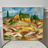 Oil on canvas painting ancient landscape