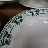 11 white and green earthenware soup plates from Saint Amand Terre de Fer