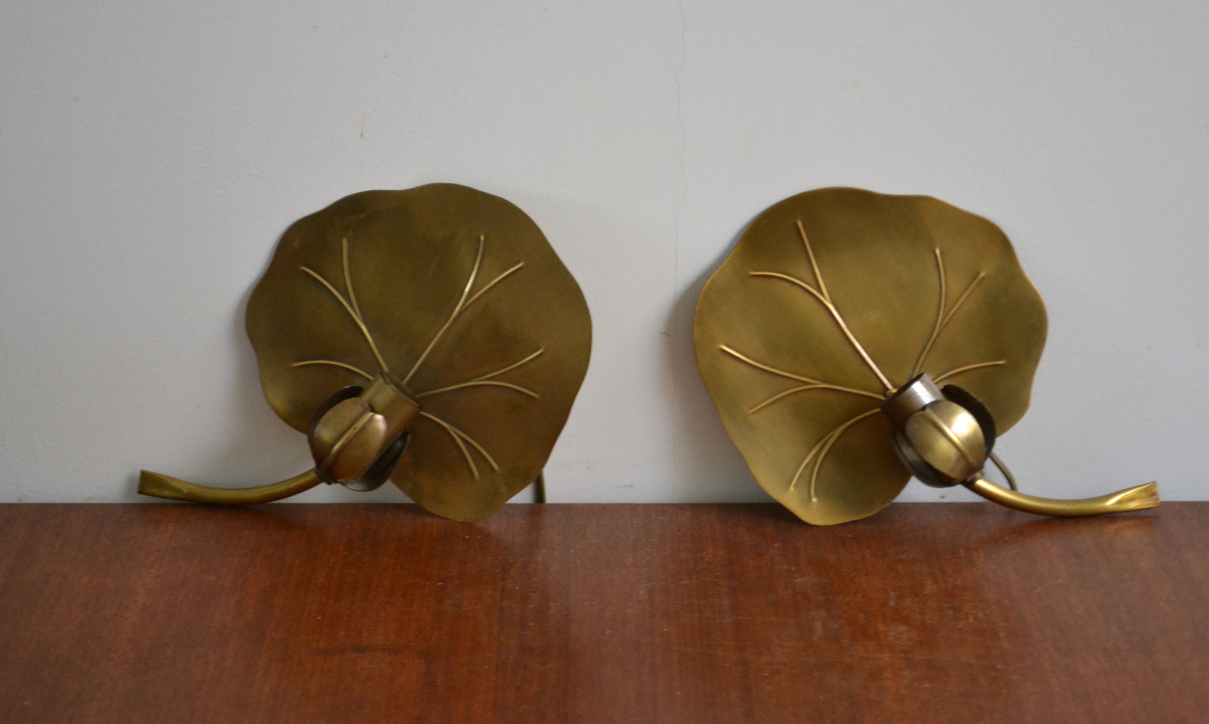 Pair of wall lights brass 70s