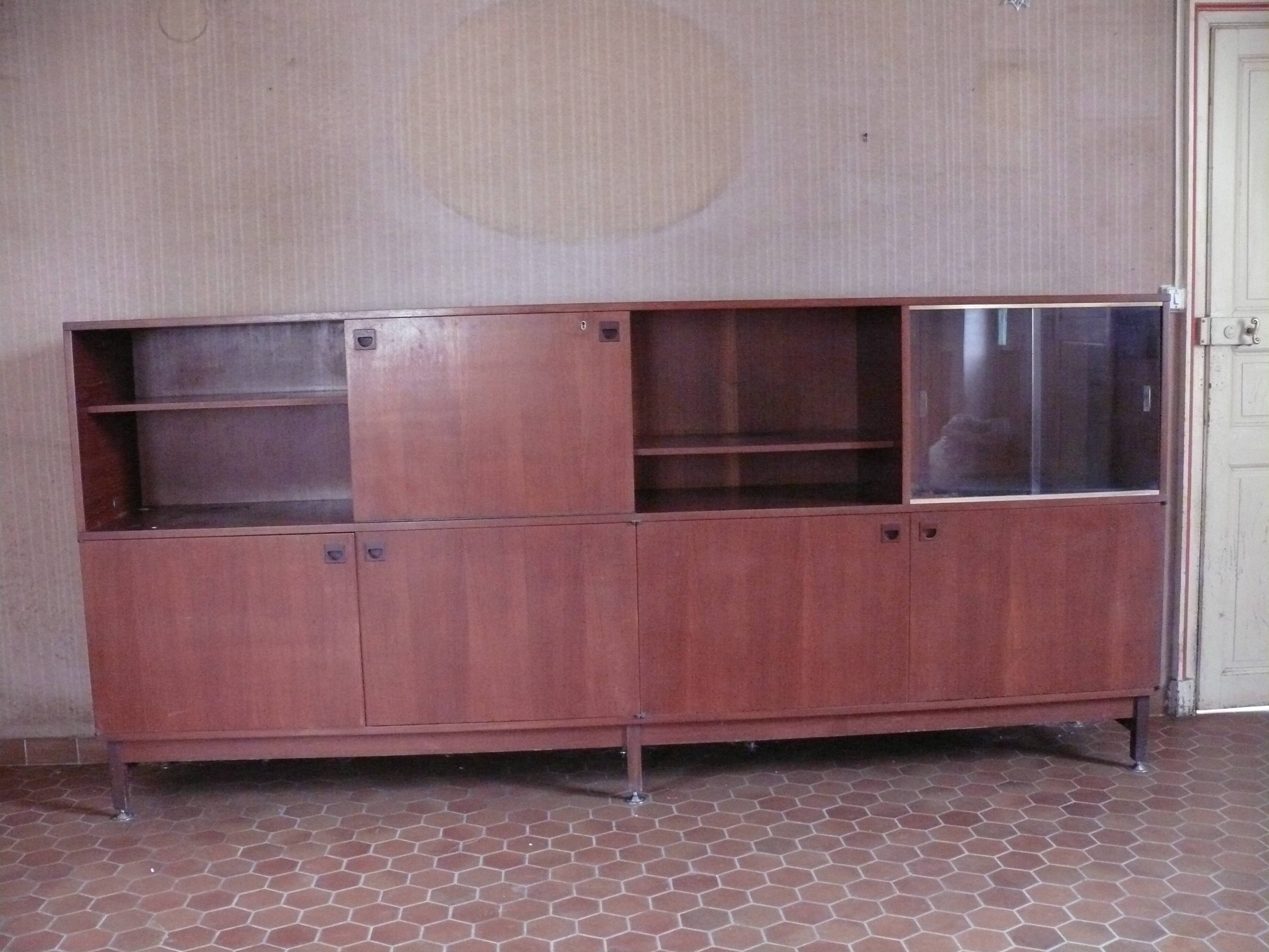 Teak multi TV unit by André Monpoix from the 1960s.
