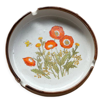 Korean stoneware ashtray with poppy motif
