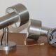 Pair of brushed metal wall lights 1970