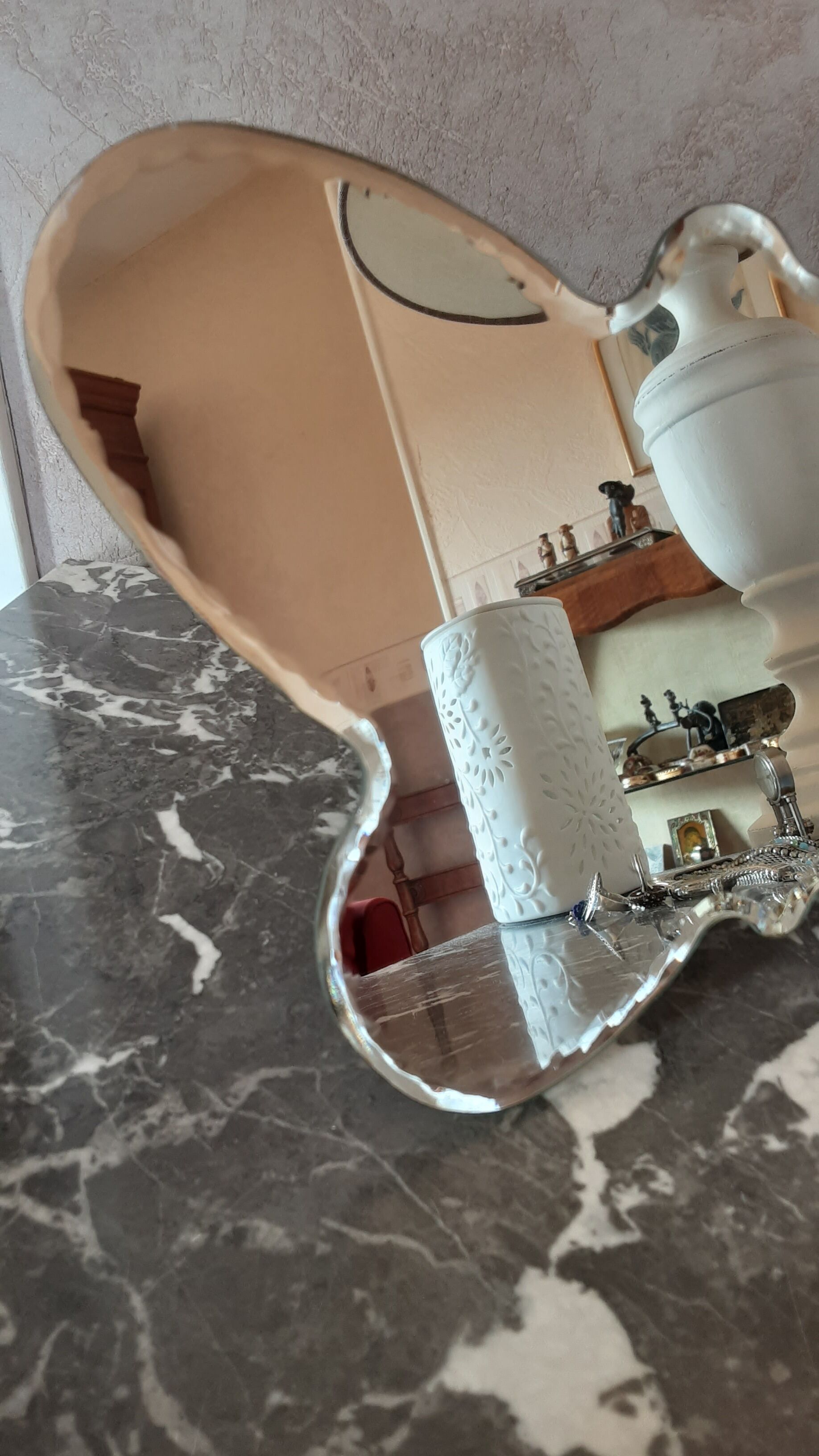 Beveled mirror to be put down vintage 24 X 17 cm