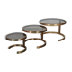 Superb trundle table round golden and smoked glass