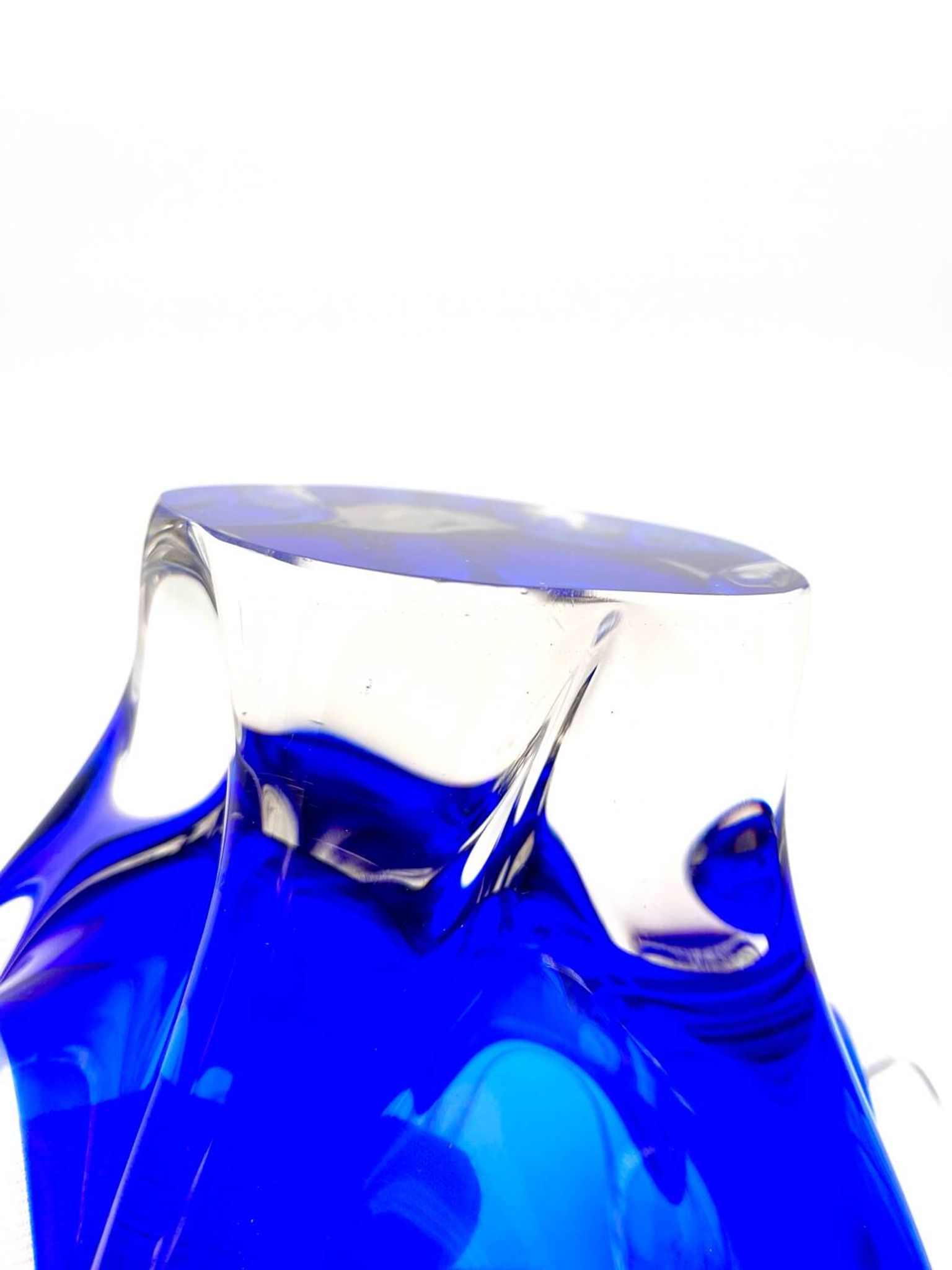 Cup Hospodka Chřibská Cristal Bohême Bleu Cobalt and Opaline Circa 60