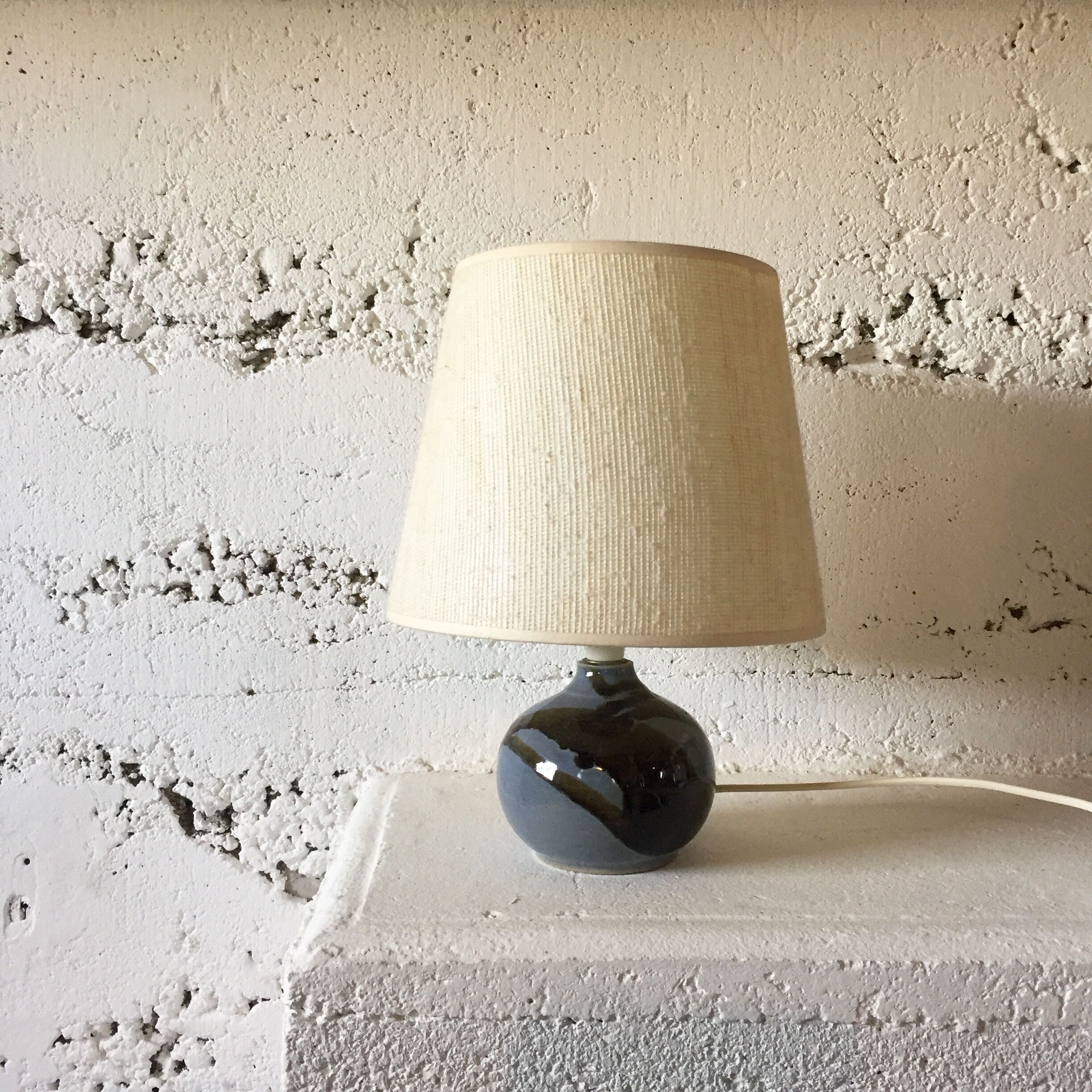 Blue ceramic lamp, circa 1980.