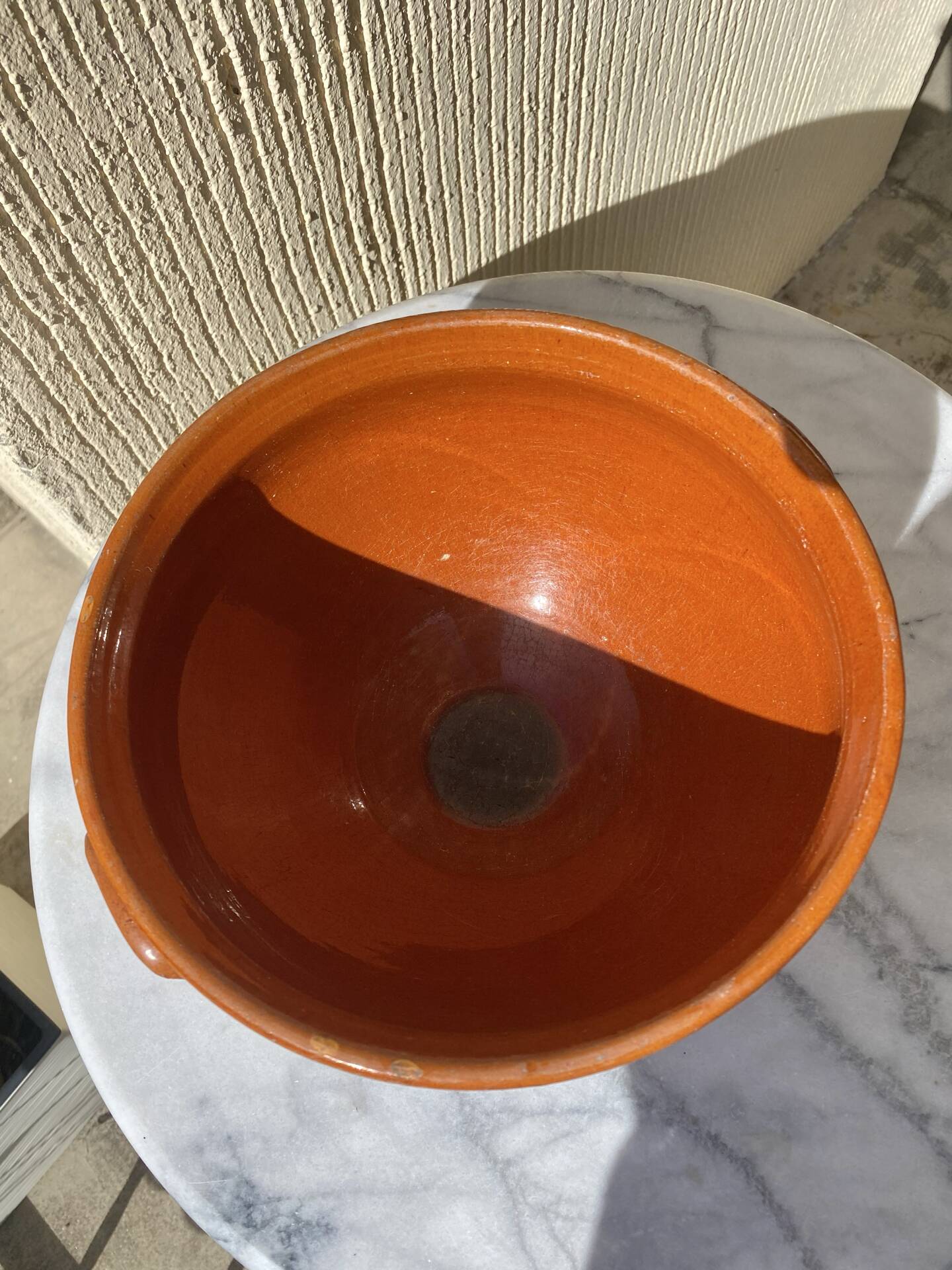 Antique glazed earthenware soup tureen.