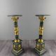 Pair of green marble columns, gilded bronze and gilded brass, 20th Century