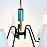 Dutch suspension lamp in wood steel and opaline glass