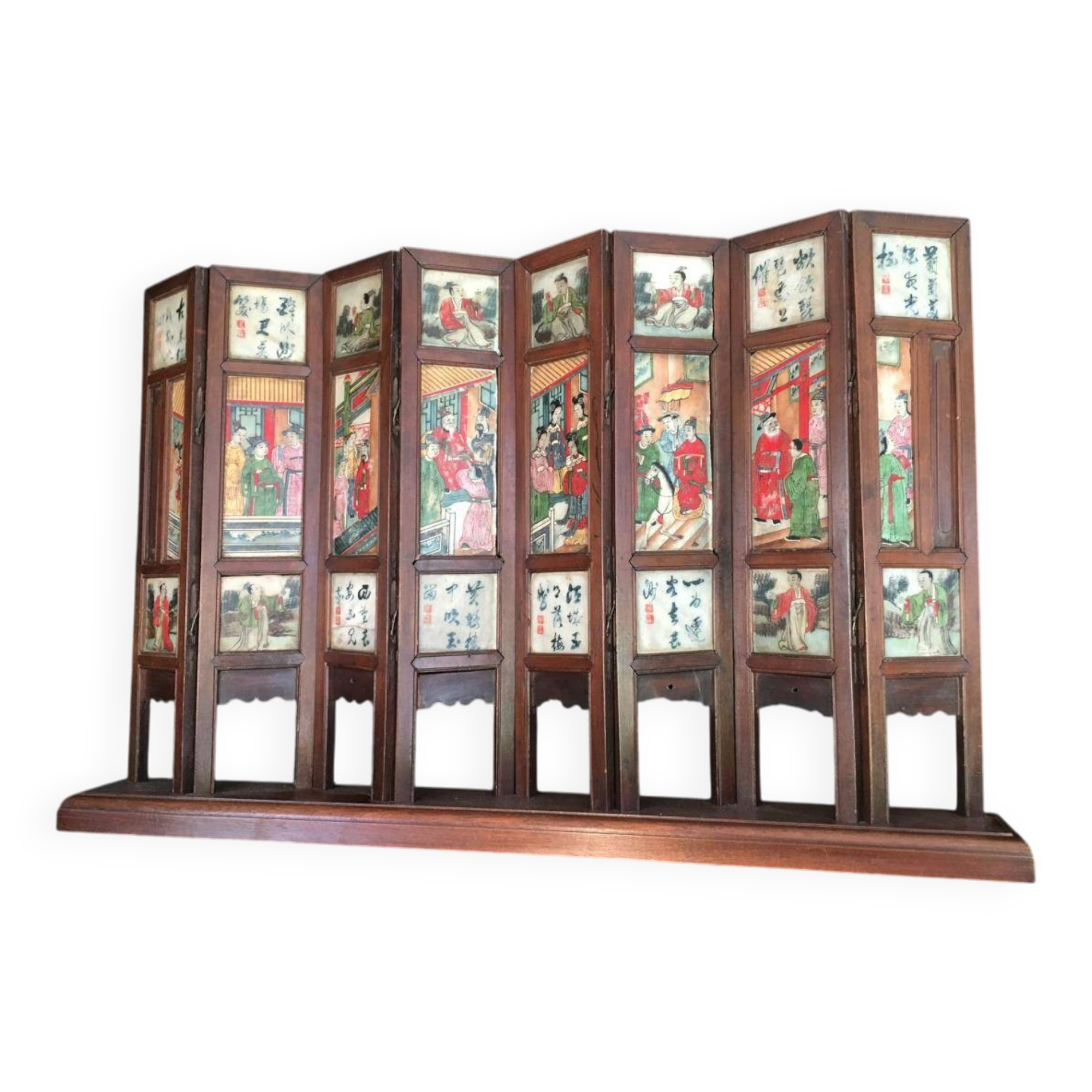 Chinese screen genre scene on alabaster