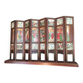 Chinese screen genre scene on alabaster