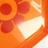 Orange plastic tray Altuglas injected flower seventies 70s vintage