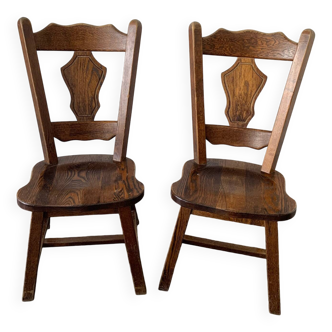Paire de chaises brutalistes en chêne