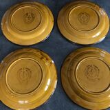 Set of 4 plates in earthenware of haute provence made yellow handmade 24.5 cm