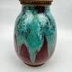 Vase CAB (Ceramics of Art from Bordeaux), turquoise green and red glaze.