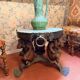 Wrought iron and hammered marble coffee table circa 1950.