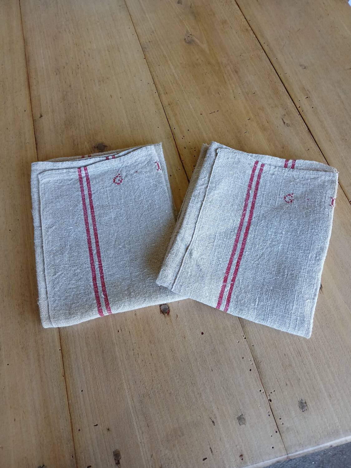 2 old embroidered tea towels