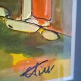Tableau - Huile sur carton, c.1970 signé