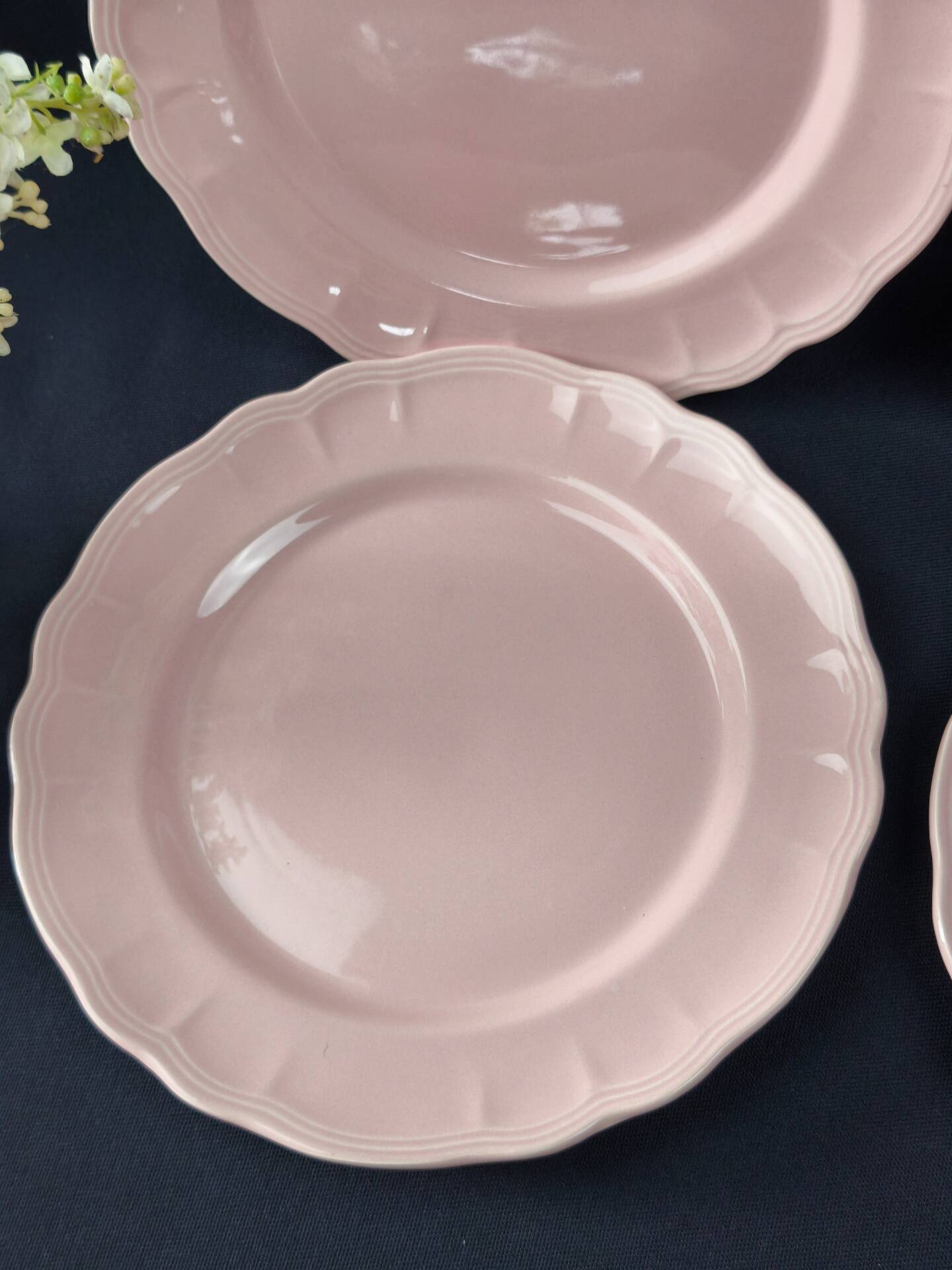 8 vintage dessert plates Salins powder pink – Ø 21.6 cm