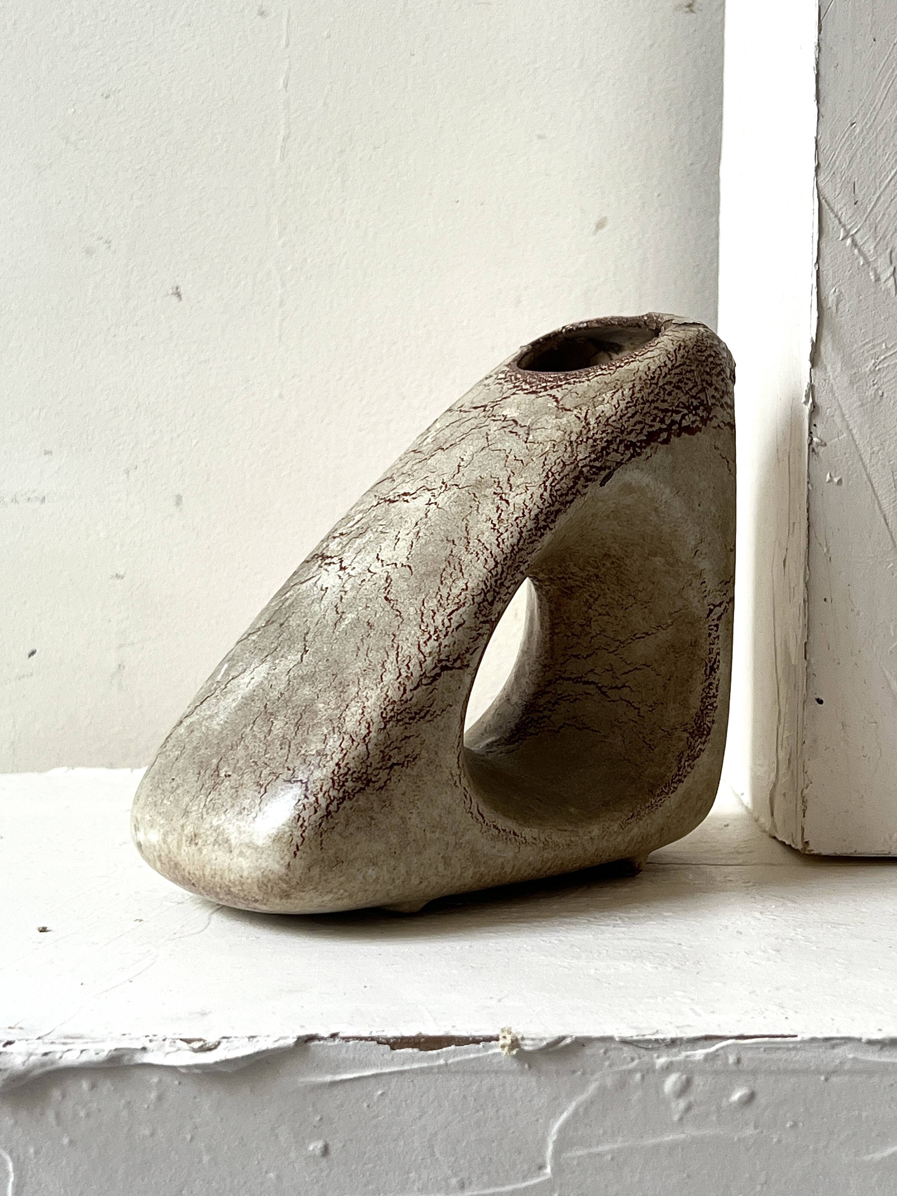 Sculptural and graphic ceramic vase by Bertoncello, Italy 1970