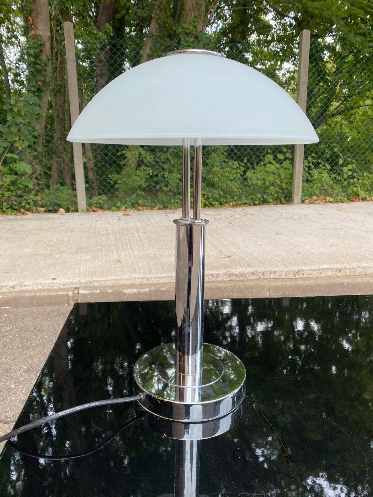 Mushroom table lamp WOFI Leuchten – Chrome metal & frosted glass