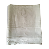 Old sheet in monogram embroidered linen thread