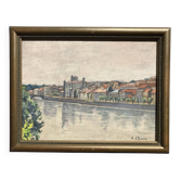 Henry d'avesnes (1907-1999), landscape by the water, oil on panel