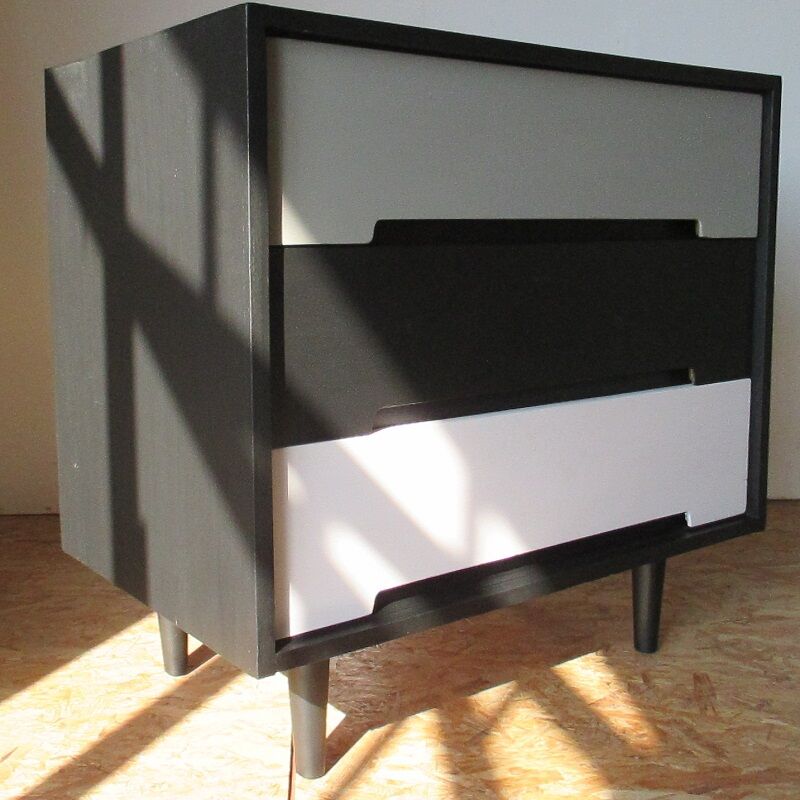 Dresser 3 drawers grey black rose