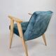 Light blue macau velvet 366 lounge chair by Józef Chierowski, 1970s