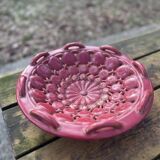 Vintage ceramic bowl from the 1950s, Vallauris style, light burgundy.