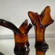 Duo de vases vintage en pâte de verre ambré