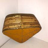 Vintage rattan basket with brass edge 1970