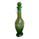 Old Green Bubble Glass Carafe Bottle with Vintage Stopper