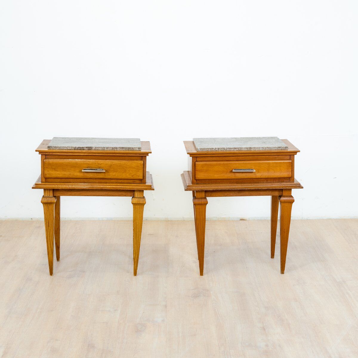 Art Deco bedside tables with marble tops, 1930s, set of 2
