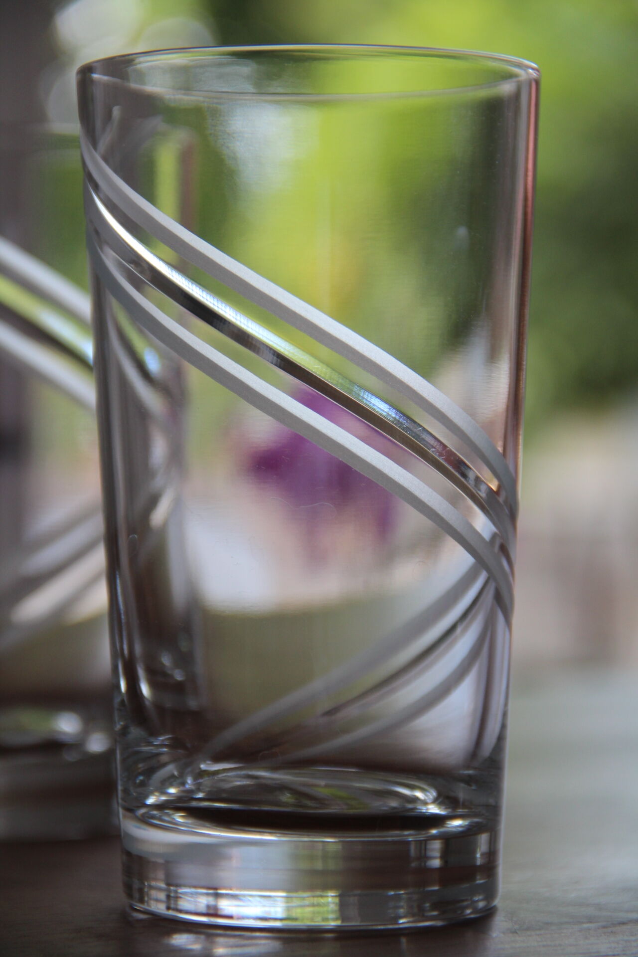 6 large engraved crystal glasses signed