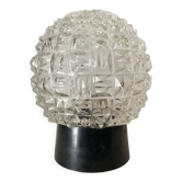 Plafonnier vintage boule en verre moulé , années 60-70