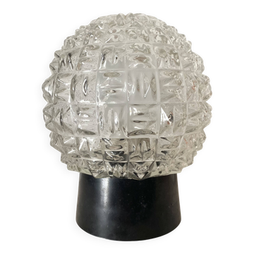 Plafonnier vintage boule en verre moulé , années 60-70