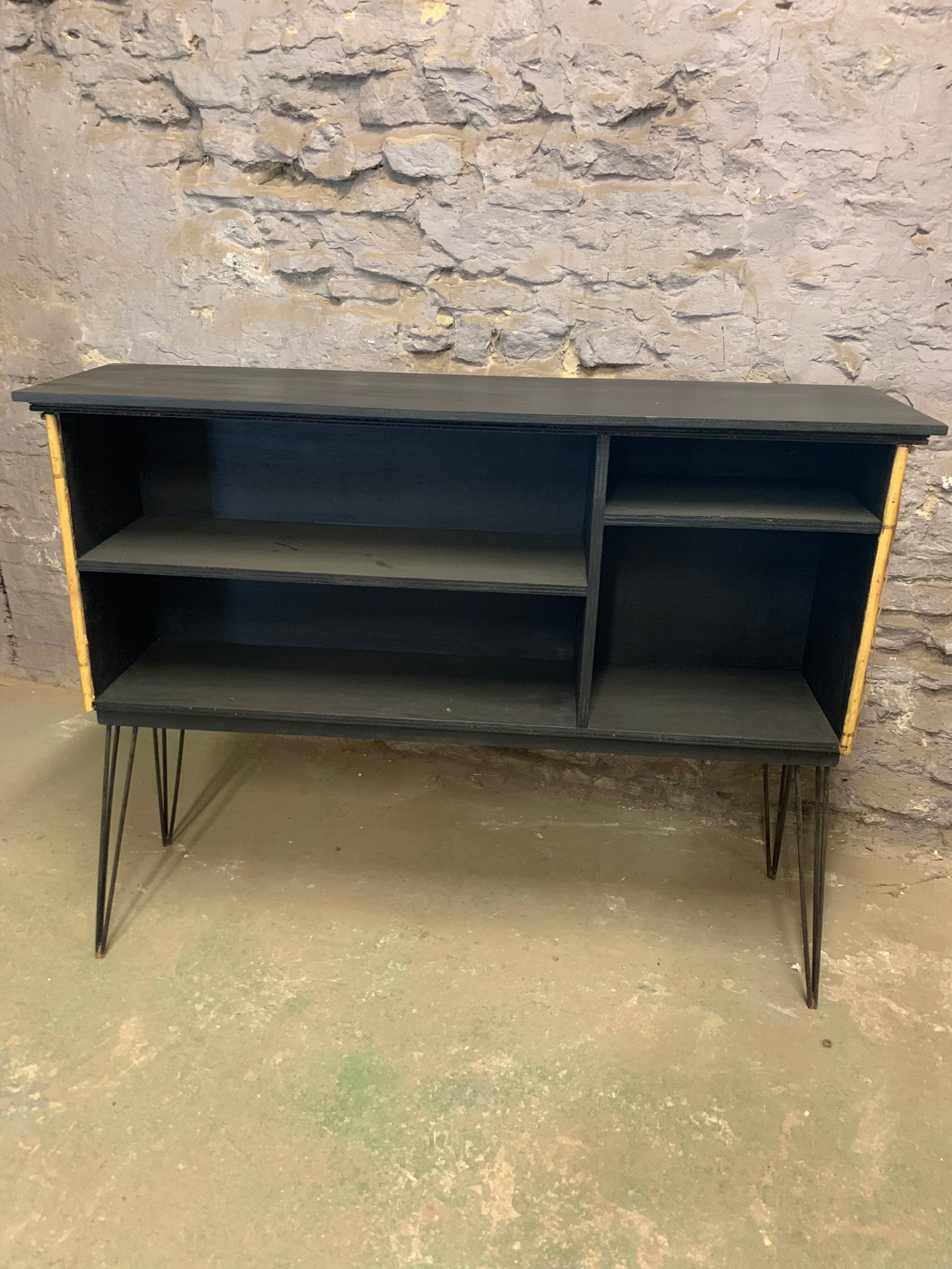 Vintage rattan and metal bar 1960