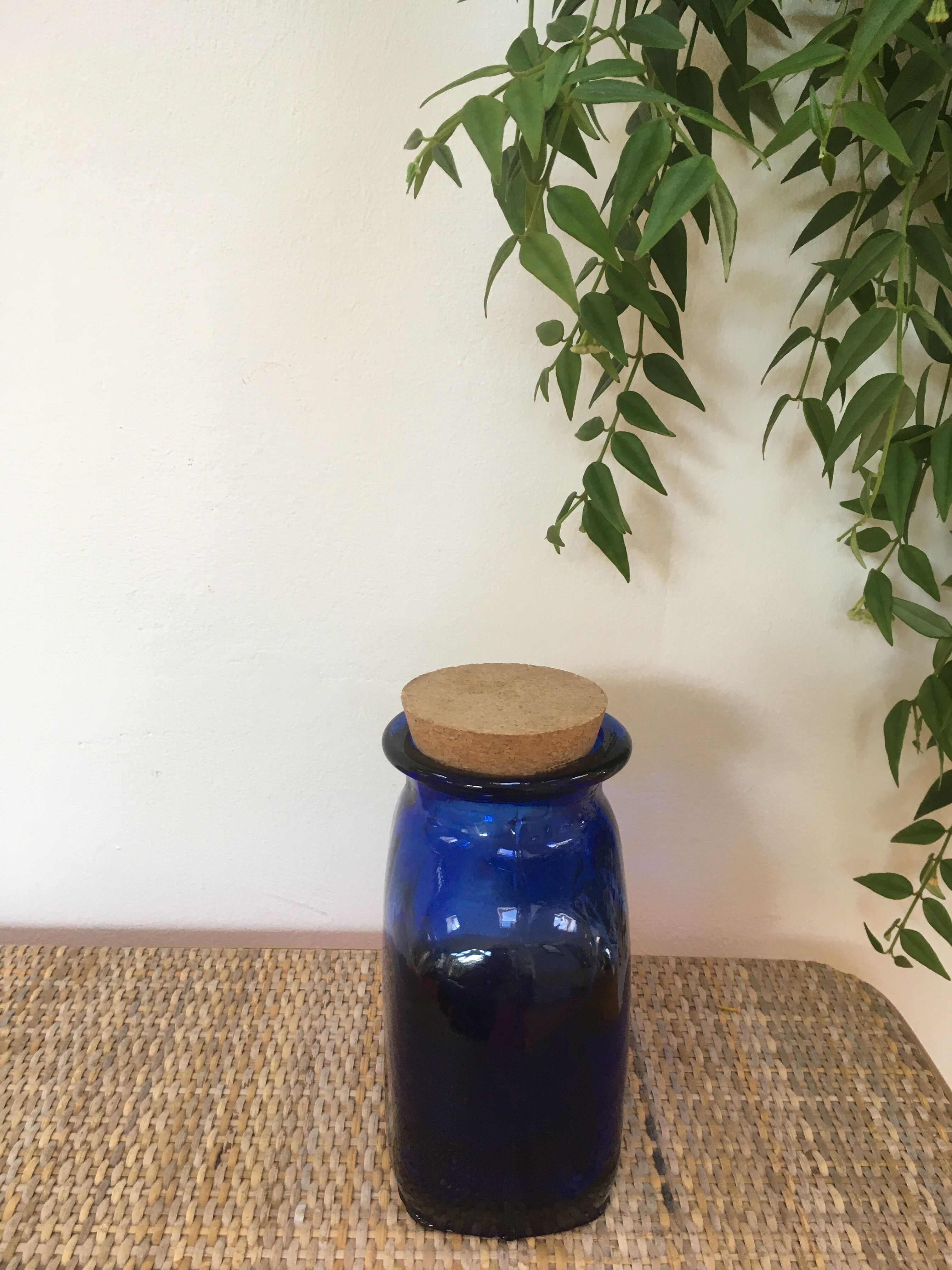 Vintage cobalt blue glass pot