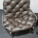 Pair of chrome and leather vintage chairs