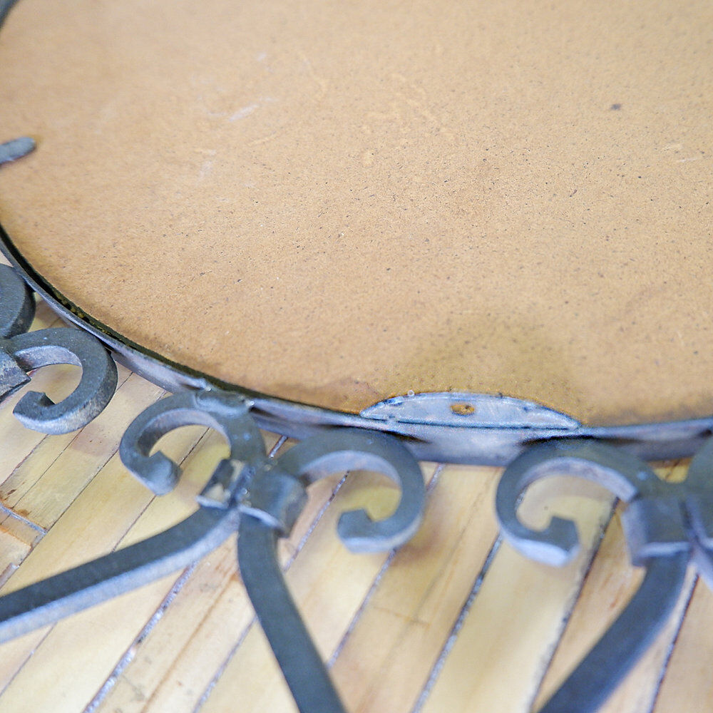 Wall mirror sun in wrought iron with heart pattern - 1960s