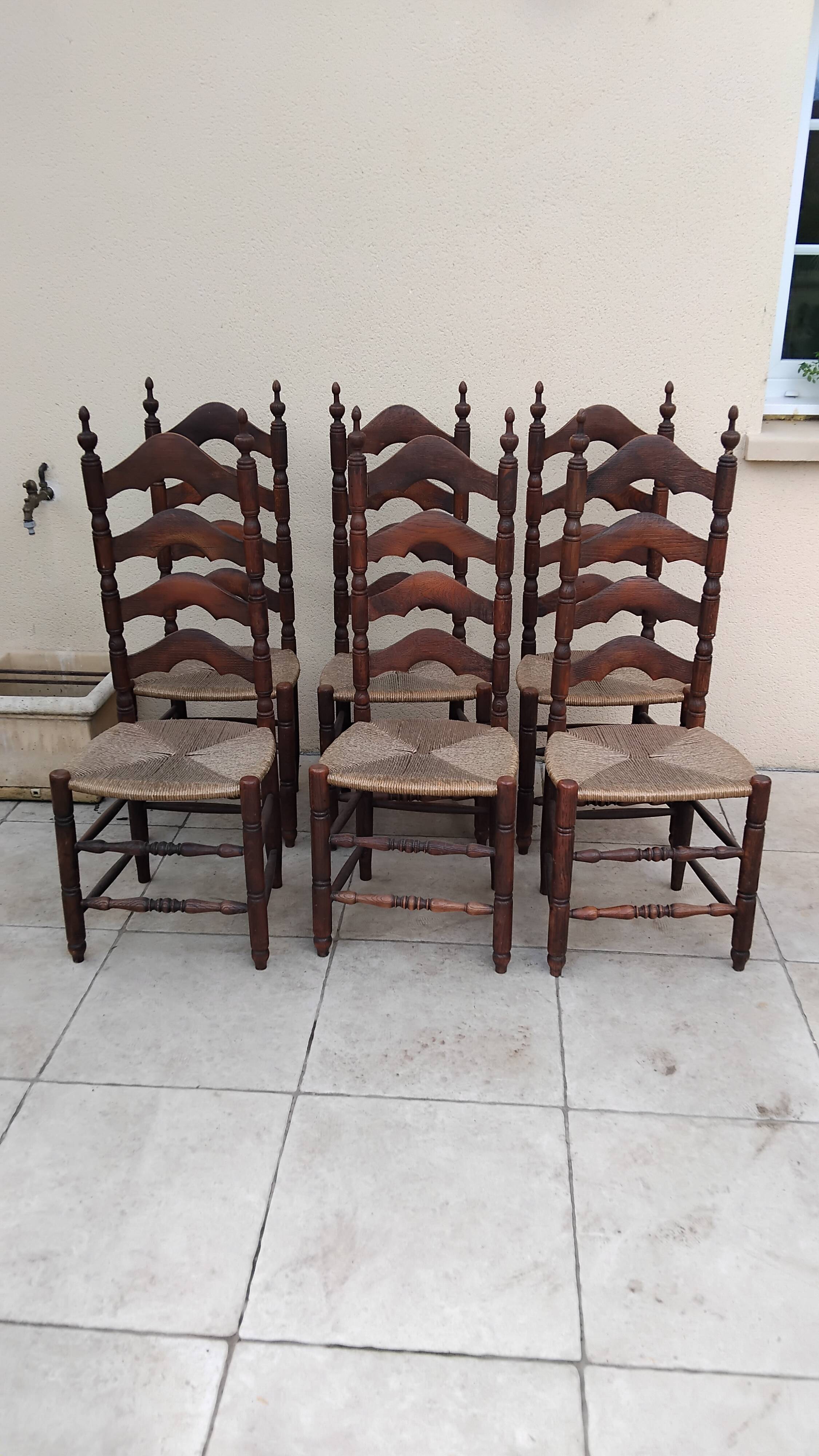 6 antique vintage oak monastery chairs